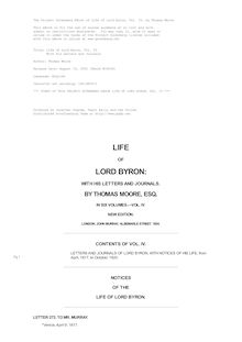 Life of Lord Byron, Vol. 4 - With His Letters and Journals