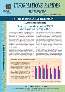 Le tourisme à La Réunion au premier semestre 2008