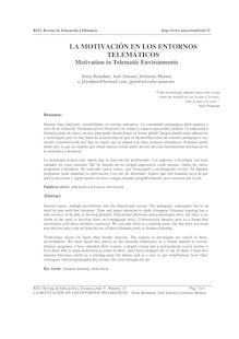 La motivación en entornos telemáticos (Motivation in Telematic Environments)