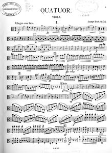 Partition viole de gambe, corde quatuor, A minor, Bloch, József