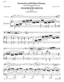 Partition de piano, Introduction et polonaise brilliante pour piano et violoncelle par Frédéric Chopin