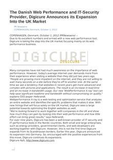 The Danish Web Performance and IT-Security Provider, Digicure Announces its Expansion Into the UK Market