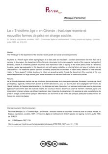 Le « Troisième âge » en Gironde : évolution récente et nouvelles formes de prise en charge sociale. - article ; n°1 ; vol.5, pg 219-233