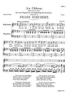 Partition complète, An Chloen, D.462, To Chloe, A♭ major, Schubert, Franz