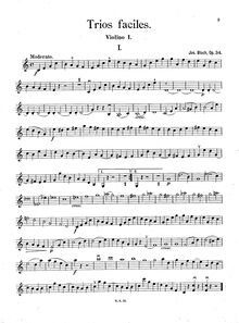 Partition violon 1, Easy Trios pour violon, Trios faciles, Op.34