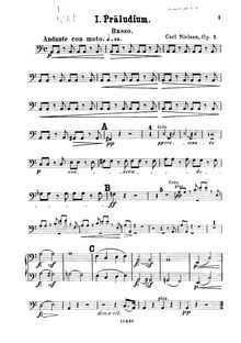 Partition Basses,  pour cordes, Op.1, Kleine Suite, Little Suite, Lille suite, Liten svit