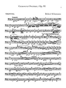 Partition violoncelles, Genoveva, Op.81, Schumann, Robert