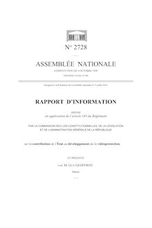 Rapport d'information déposé (...) par la Commission des lois constitutionnelles, de la législation et de l'administration générale de la République sur la contribution de l'État au développement de la vidéoprotection