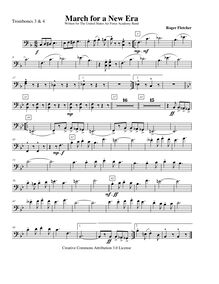 Partition Trombone 3/4, March pour a New Era, F major, Fletcher, Roger