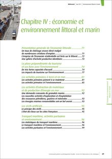 Chapitre IV : économie et environnement littoral et marin