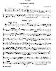 Partition violon 1, Prélude et fugue sur le thème B-La-F, Op.11