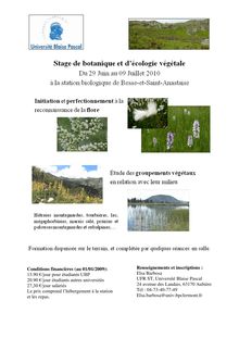 Programme du stage de botanique et d écologie végétale