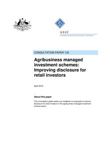 Agribusiness managed investment schemes: Improving disclosure ...