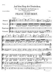 Partition complète, Auf den Sieg der Deutschen, D.81, F major, Schubert, Franz