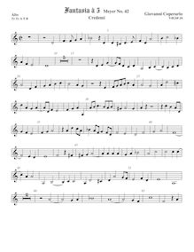Partition ténor viole de gambe 1, aigu clef, Fantasia pour 5 violes de gambe, RC 47