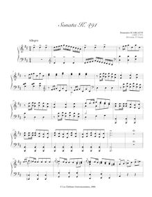 Partition Sonata K.491, 100 clavier sonates, Scarlatti, Domenico