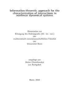Information-theoretic approach for the characterization of interactions in nonlinear dynamical systems [Elektronische Ressource] / Anton Chernihovskyi