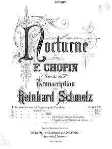 Partition violon 1 , partie, nocturnes, Chopin, Frédéric