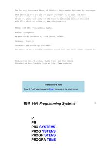 IBM 1401 Programming Systems