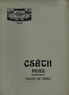 Partition couverture couleur, Pean, Pean Hirtenlied, Csáth, Géza