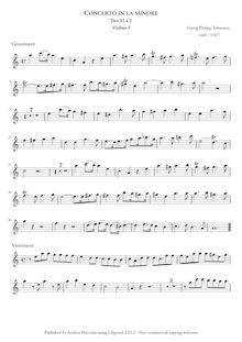 Partition Violin1 , partie, Concerto pour 2 enregistrements, A minor