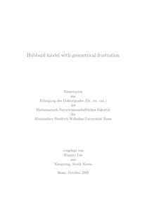 Hubbard model with geometrical frustration [Elektronische Ressource] / vorgelegt von Hunpyo Lee