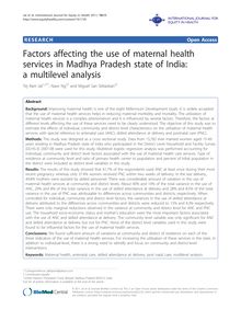 Factors affecting the use of maternal health services in Madhya Pradesh state of India: a multilevel analysis
