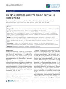 MiRNA expression patterns predict survival in glioblastoma