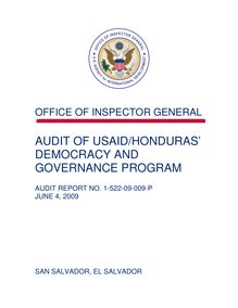  Audit of USAID Honduras’ Democracy and Governance Program