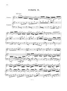 Partition Sonata No.6 en G major, BWV 1019(avec alternative version, BWV 1019a), 6 violon sonates
