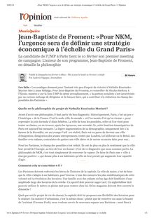 Interview de Jean-Baptiste de Froment dans l Opinion