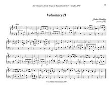 Partition Voluntary II (D minor), Bénévoles Op. V, Stanley, John