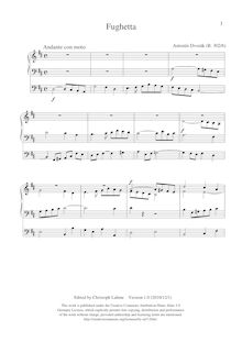 Partition , Fughetta en D major, 8 préludes et Fugues, B.302, 1. D major