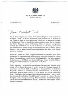 BREXIT La lettre signée par Theresa May