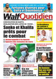 Walf Quotidien n°8885 - du lundi 08 novembre 2021