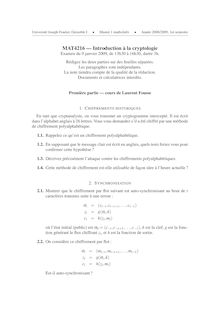 Université Joseph Fourier Grenoble I Master maths info Année 1er semestre