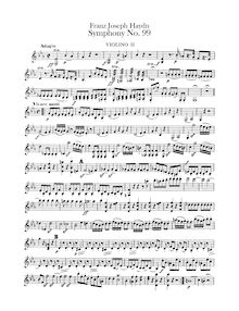 Partition violons II, Symphony No.99 en E♭ major, Sinfonia No.99