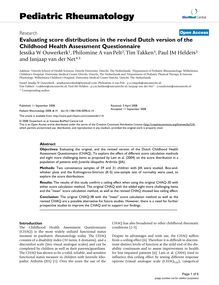 Evaluating score distributions in the revised Dutch version of the Childhood Health Assessment Questionnaire