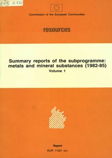 Summary reports of the subprogramme