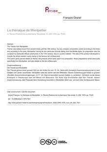 La thériaque de Montpellier - article ; n°229 ; vol.64, pg 75-83