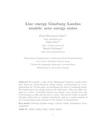 Line–energy Ginzburg–Landau models: zero–energy states