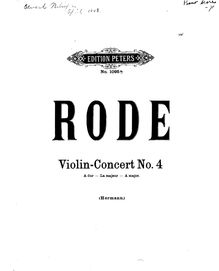 Partition violon et partition de piano, violon Concerto No.4, Rode, Pierre