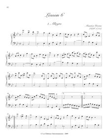 Partition , Lesson en B-flat major, A Collection of leçons pour pour clavecin