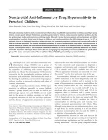Nonsteroidal Anti-Inflammatory Drug Hypersensitivity in Preschool Children