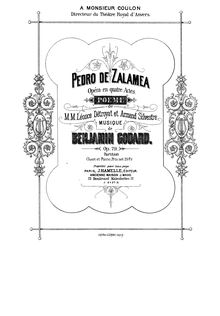 Partition complète, Pedro de Zalamea, grand opéra, 4 actes, Godard, Benjamin