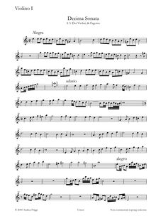 Partition violon 1, Decima Sonata A , Doi Violini, & Fagotto, Castello, Dario