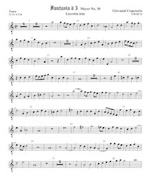 Partition ténor viole de gambe 2, octave aigu clef, Fantasia pour 5 violes de gambe, RC 35