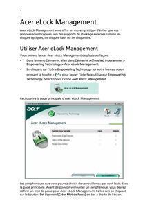 Notice Ordinateur portable Acer  elock management