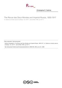 The Revue des Deux Mondes and Imperial Russia, 1855-1917  ; n°1 ; vol.25, pg 93-111