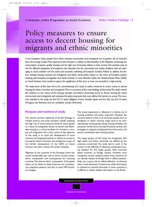 Policy measures to ensure access to decent housing for migrants and ethnic minorities